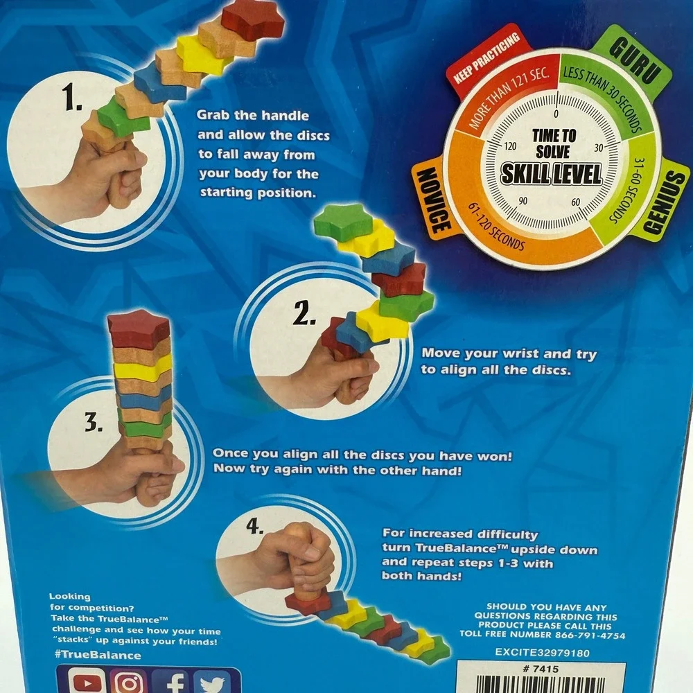 TrueBalance Star Stackable Wooden Coordination STEM Game Ages 8+ Excite Toy